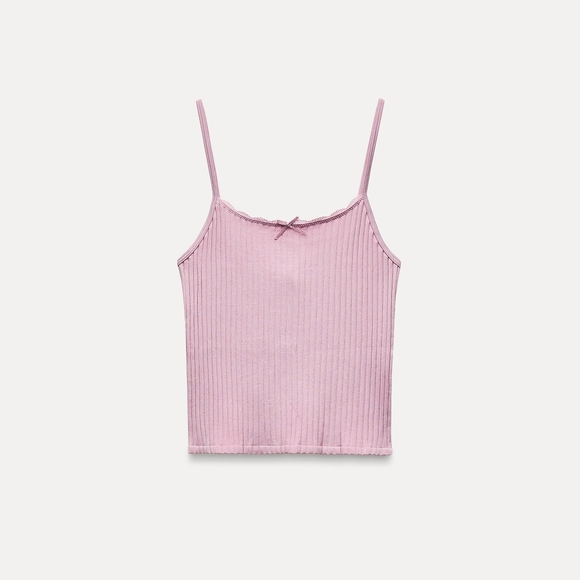 Zara Pink Ribbed Camisole Top - Picture 1 of 6
